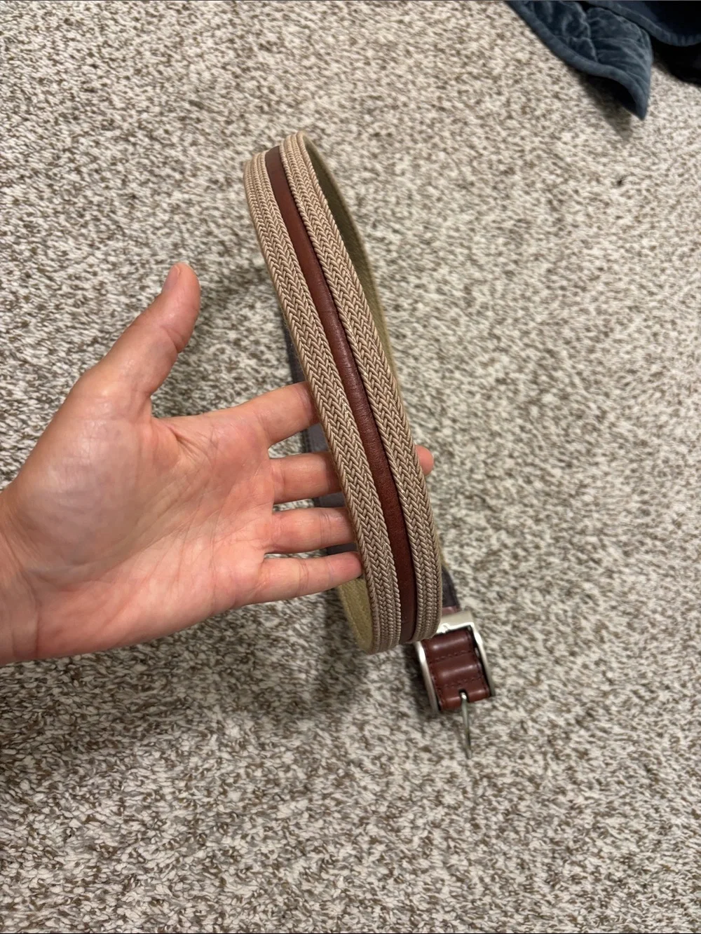 PGA brown leather woven belt